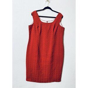 Jana Kos Womens 16 Sleeveless Sheath Dress Textured Red Striped Lining